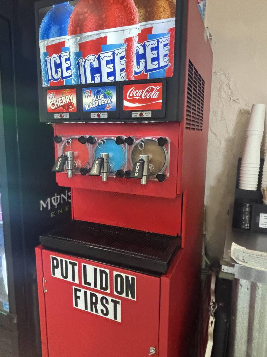 The soda and ICEE fountain at the counter
